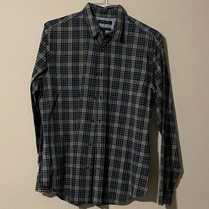 Banana Republic Men's Tailored Slim Fit Long-sleeve, Brown Check L